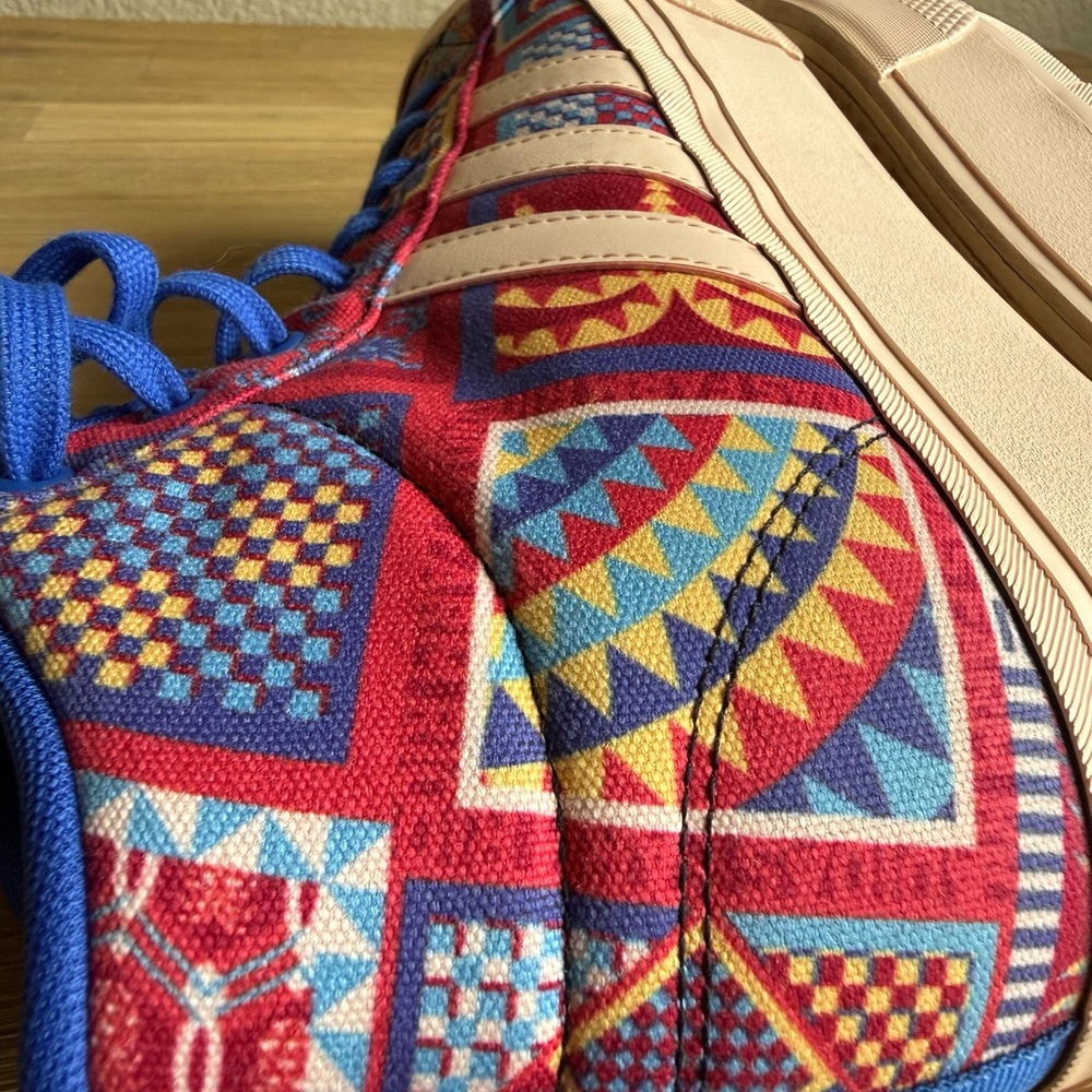 adidas High-Top Platform Sneakers in Red, Blue, Pink - Picture 6 of 15